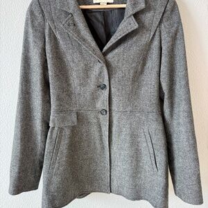 REISS Gray Herringbone Wool Blend Blazer - Classic Tailored Jacket